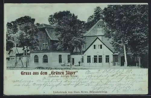 Mondschein-AK Braunschweig, Gasthaus Grüner Jäger, Inh. Adolph Frick