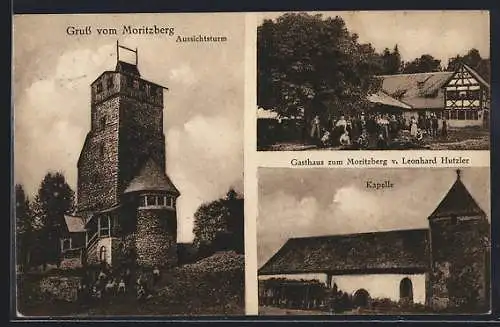 AK Moritzberg, Aussichtsturm, Gasthaus zum Moritzberg, Kapelle