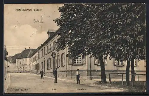 AK Königsbach /Baden, Gasthaus zum Adler, Post, Schulhaus