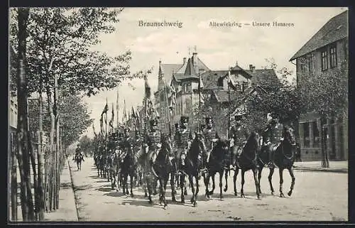 AK Braunschweig, Husaren in Uniform am Altewiekring