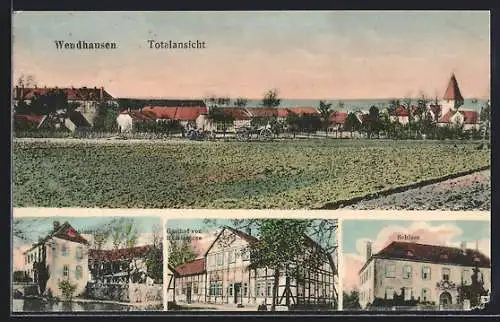 AK Wendhausen / Braunschweig, Gasthof von R. Giesecke, Schloss, Totalansicht