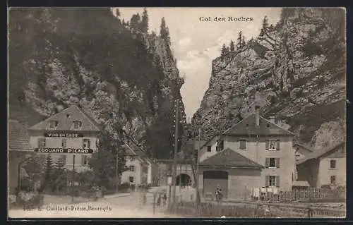 AK Col des Roches, Ortspartie mit Weinhandel Picard und Tunnel