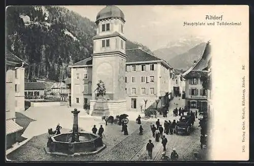 AK Altdorf, Hauptplatz und Telldenkmal