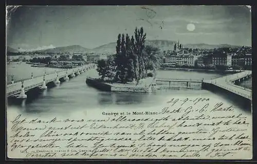 Mondschein-AK Genève, Genève et le Mont-Böanc