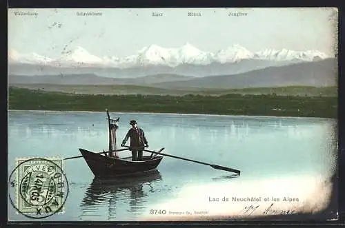 AK Neuchatel, Lac de Neuchatel et les Alpes