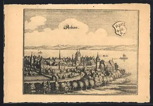 Künstler-AK Arbon, Ortsansicht nach Merian 1630