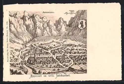 Künstler-AK Appenzell, Teilansicht im XVII. Jahrhundert