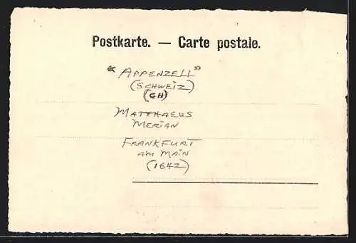 Künstler-AK Appenzell, Teilansicht im XVII. Jahrhundert