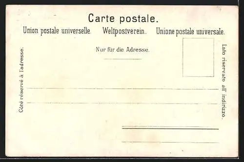 Lithographie Engelberg, Obwaldnerin in Tracht, Enzian, Wappen