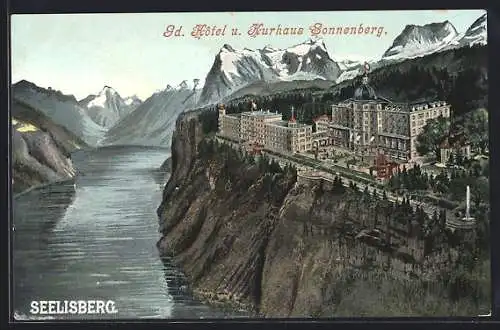 Künstler-AK Seelisberg, Grand Hotel u. Kurhaus Sonnenberg