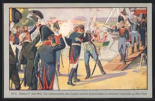 AK Geneve, Centenaire de La Réunion de Genève a la Suisse 1814-1914, Les commandants des troupes suisses & genevoises