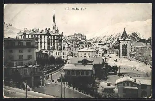 AK St. Moritz, Ortspartie im Winter