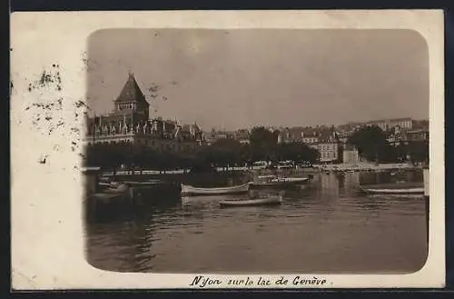 AK Nyon sur le lac de Genève, Ruderboote am Hafen