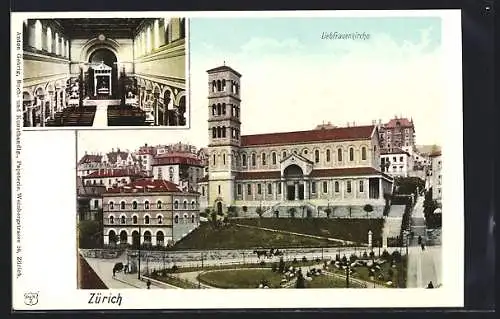 AK Zürich, Liebfrauenkirche, Innenansicht