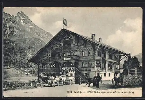 AK Maloja, Hôtel Schweizerhaus, Osteria vecchia, Postkutsche