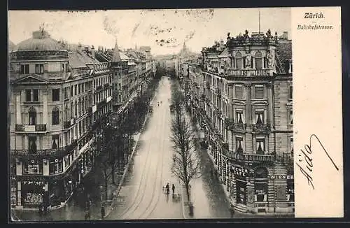 AK Zürich, Bahnhofstrasse mit Steindls Wiener Cafe