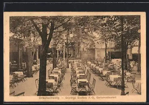 AK Braunschweig, Gartenrestaurant Brünings Saalbau A.-G.