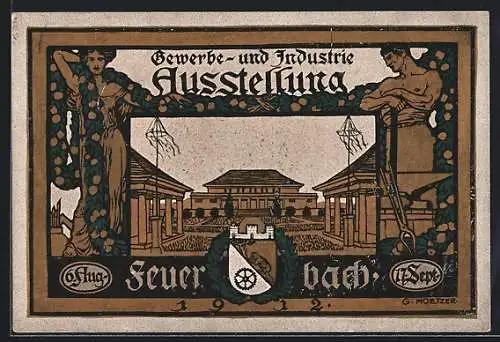 Künstler-AK Feuerbach, Gewerbe- und Industrie-Ausstellung 1912, Ganzsache 5 Pfennig