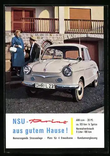 AK Auto NSU-Prinz, Fahrer holt seine Frau ab