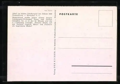 AK Fussball-Spiel Deutschland-Slowakei 1939, Endstand 3:1