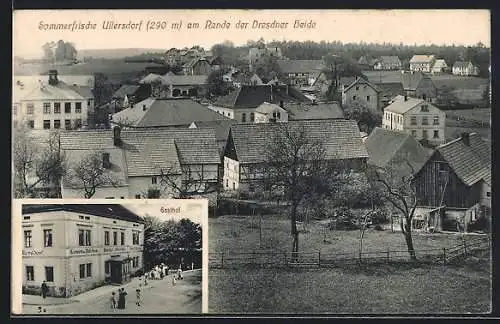 AK Ullersdorf / Dresdner Heide, Gasthof zur Ullersdorf, Teilansicht vom Ort