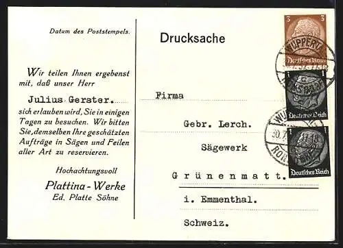 AK Wuppertal-Ronsdorf, Plattina-Werke, Ed. Platte Söhne