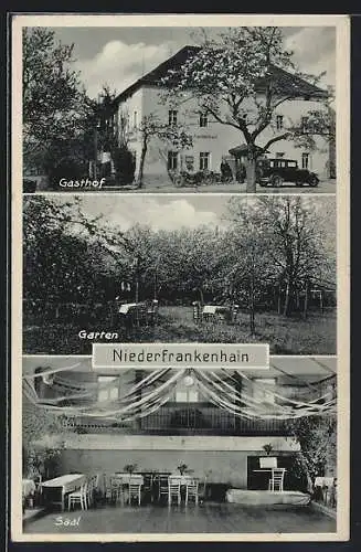 AK Niederfrankenhain, Gasthof W. Juhlemann mit Saal und Garten