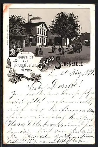 Lithographie Schenefeld / Hamburg, Gasthaus zur Friedenseiche