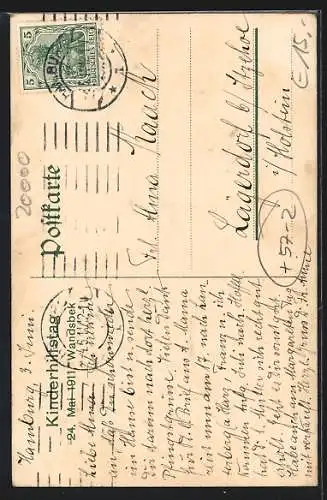 AK Hamburg-Wandsbek, Kinderhilfstag 24. Mai 1911, Mädchen mit Margeriten