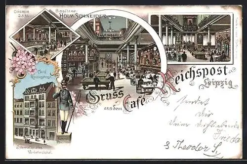 Lithographie Leipzig, Cafe Reichspost, Internationales Verkehrslokal