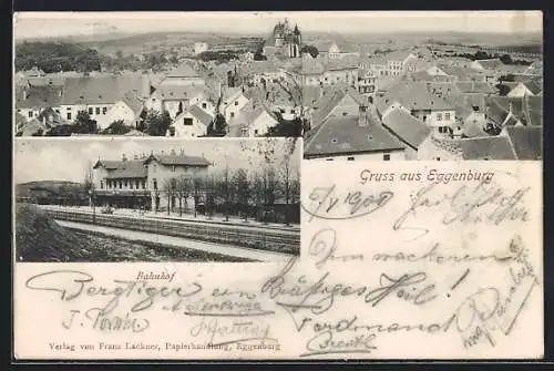 AK Eggenburg, Ansicht vom Bahnhof, Ortsansicht aus der Vogelschau