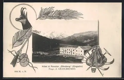 AK Engadin, Hotel & Pension Ofenberg, Bergsteigerausrüstung, Jägergewehr