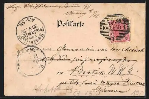 Lithographie Karlsbad, Cafe Park-Schönbrunn, Veranda