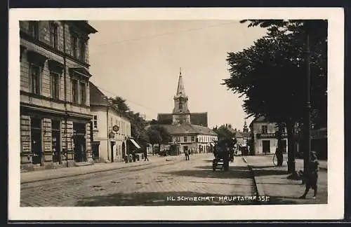 AK Kl. Schwechat, Geschäfte in der Hauptstrasse