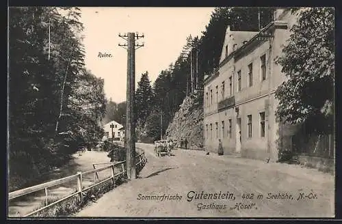 AK Gutenstein, Gasthaus Hösel und Ruine