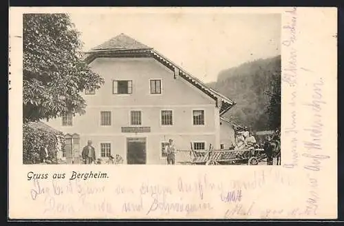 AK Bergheim /Flachgau, Gasthaus zur Fischach, Bes. Josef und Johanna Lugen