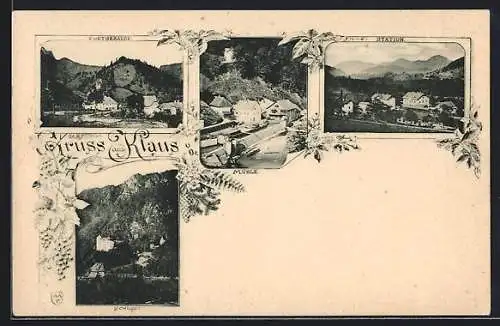 AK Klaus /O.-Oe., Schule, Station, Postgebäude, Mühle