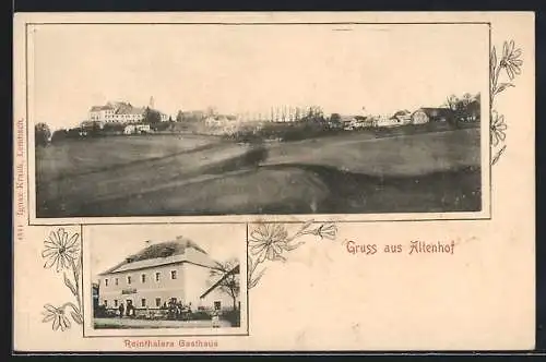 AK Pfarrkirchen im Mühlkreis, Altenhof, Reinthalers Gasthaus, Ortsansicht aus der Ferne