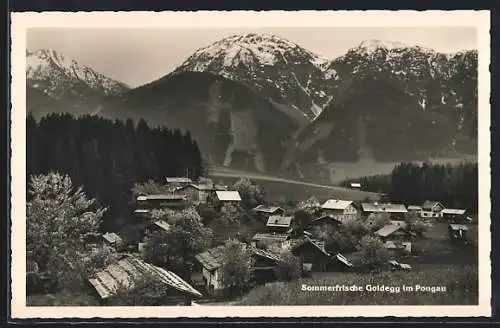 AK Goldegg im Pongau, Ortsansicht gegen die Berge