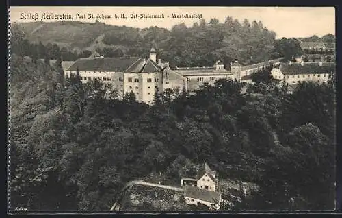 AK St. Johann b. H., West-Ansicht von Schloss Herberstein