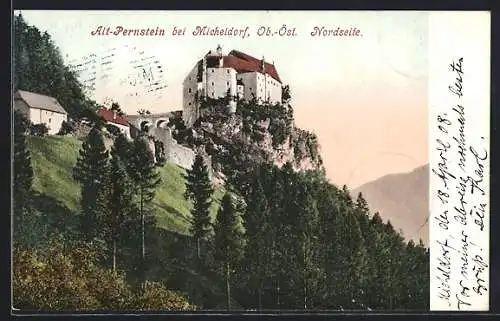 AK Micheldorf in Oberösterreich, Nordseite von der Burg Alt-Pernstein