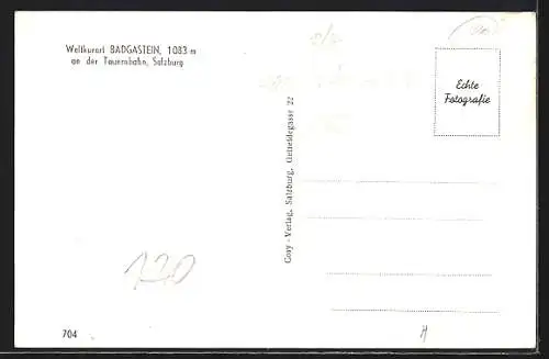 AK Badgastein an der Tauernbahn, Café Jägerhaus aus der Vogelschau