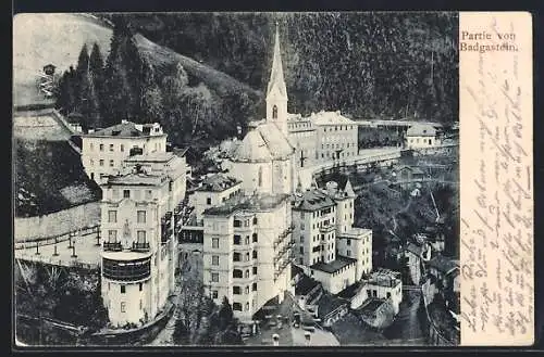 AK Badgastein, Strassenansicht mit Hochbauten