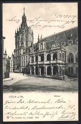 AK Köln a. Rh., Rathaus mit Strassenpartie