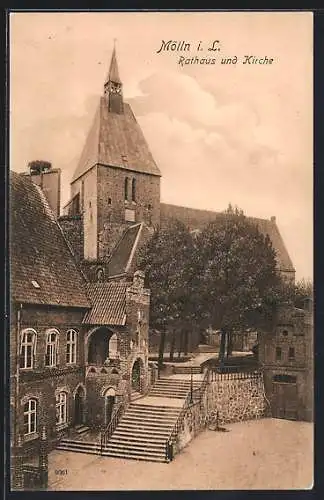 AK Mölln i. L., Rathaus und Kirche