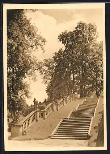 AK Würzburg, Hofgarten, Südöstliche Freitreppe