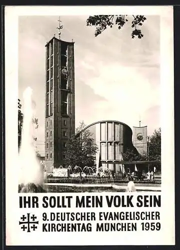 AK München, 9. Dt. Evangelischer Kirchentag 12.-16.8.1959, Matthäuskirche, Ihr sollt mein Volk sein