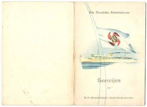 Menükarte Deutsche Arbeitsfront (DAF), 1938, KdF NS-Gemeinschaft Kraft durch Freude, Deckblatt Wilhelm Gustloff