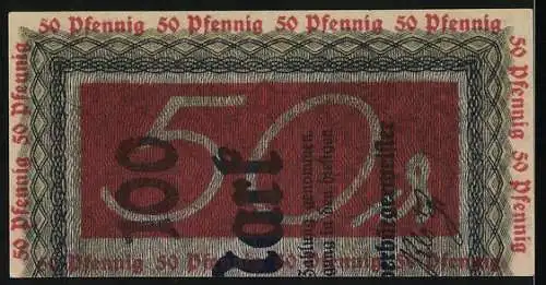 Notgeld Düren 1921, 50 Pfennig, Teilabschnitt eines 100 Mark-Schein's