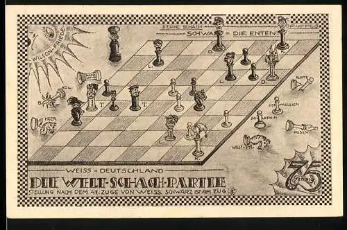 Notgeld Kahla 1921, 75 Pfennig, XXIX. Kongress Thüringer Schachbundes mit Schachbrettmuster und Details